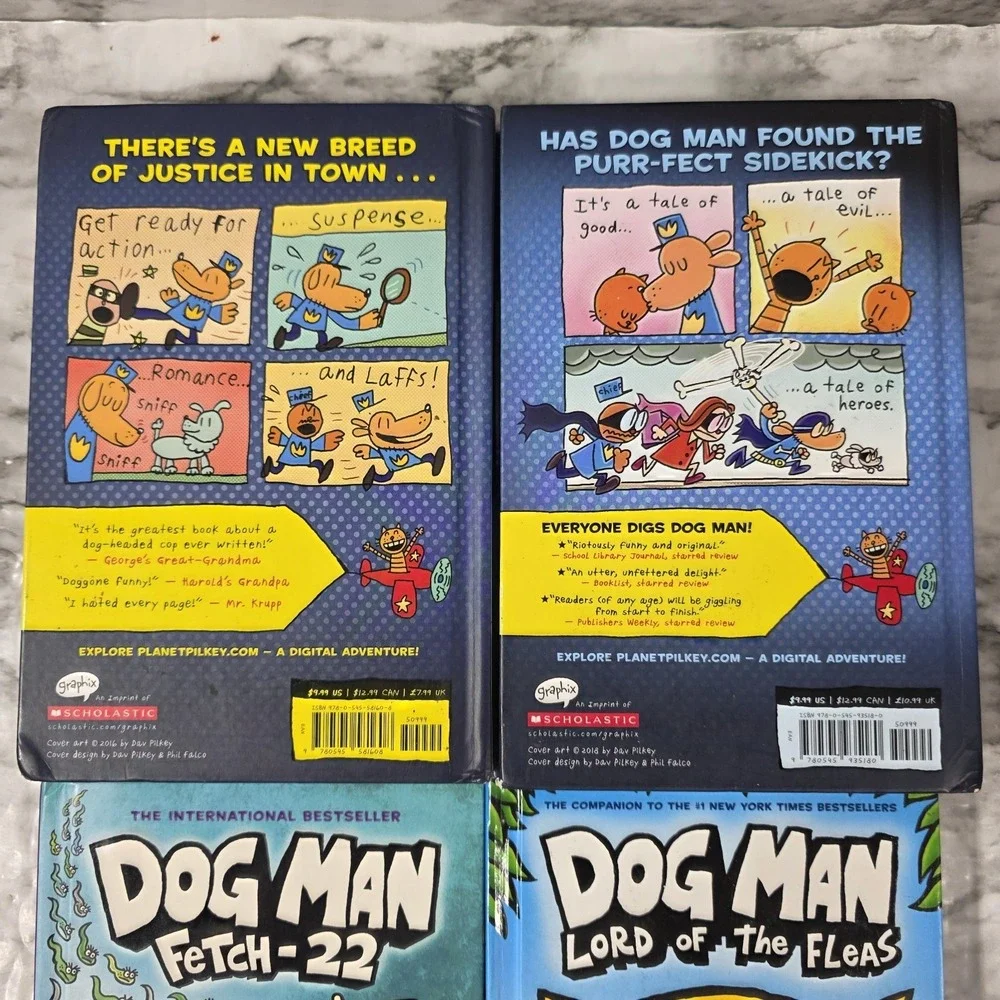 Dog Man Books Lot of 6 Hardcover Dav Pilkey Graphic Novels Pre-Owned Scholastic